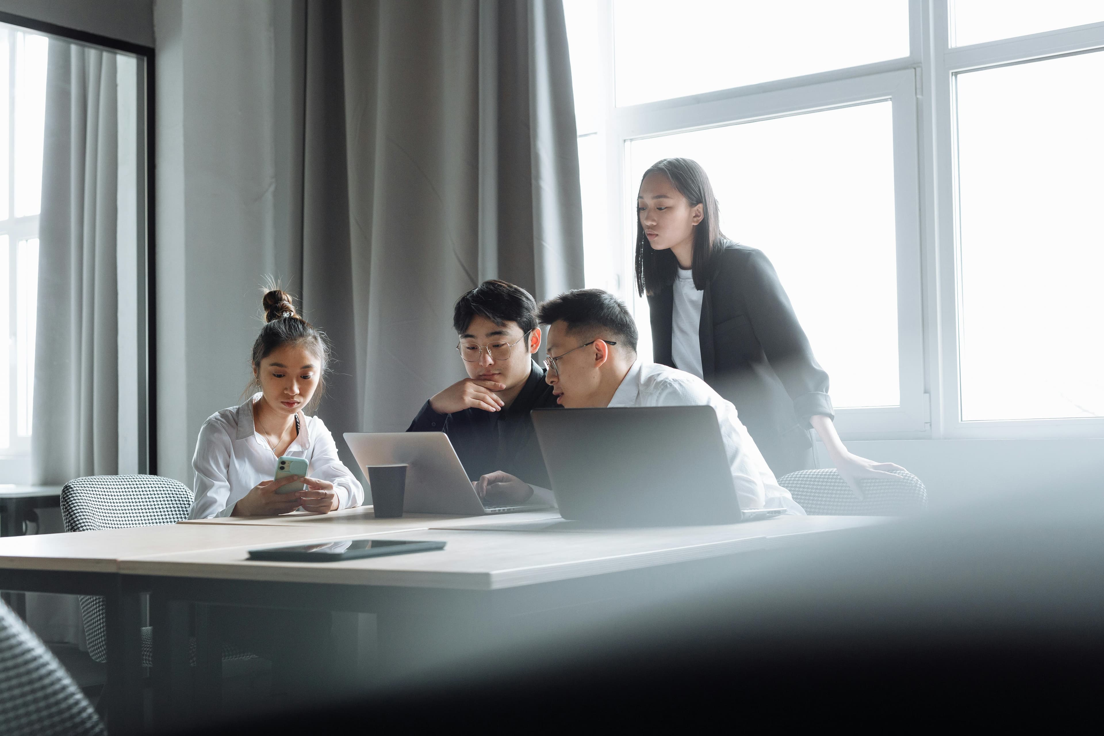 Team collaborating together in an office